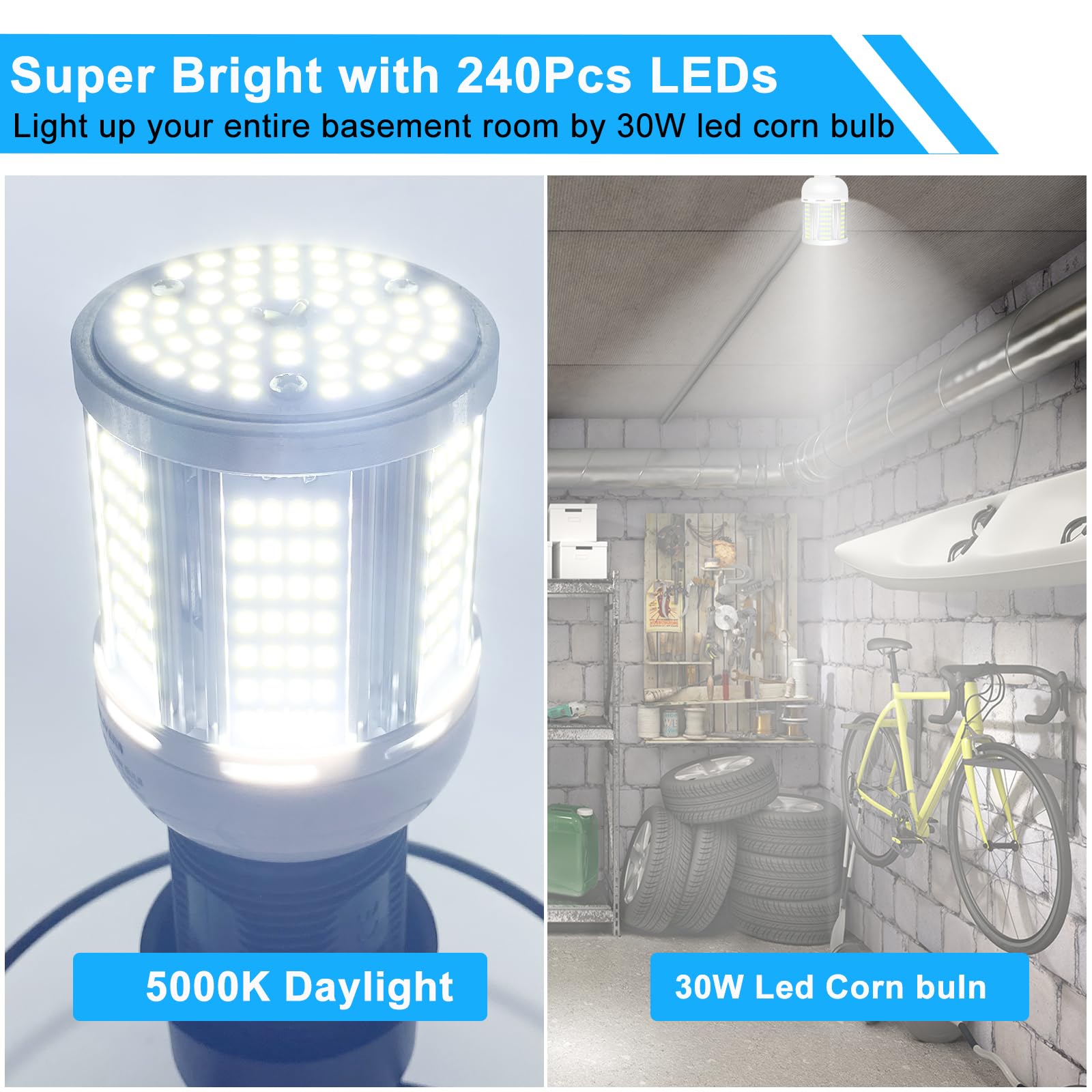ELIVERN 30W LED Corn Light Bulb 3000 Lumen Led Corn Bulb Super